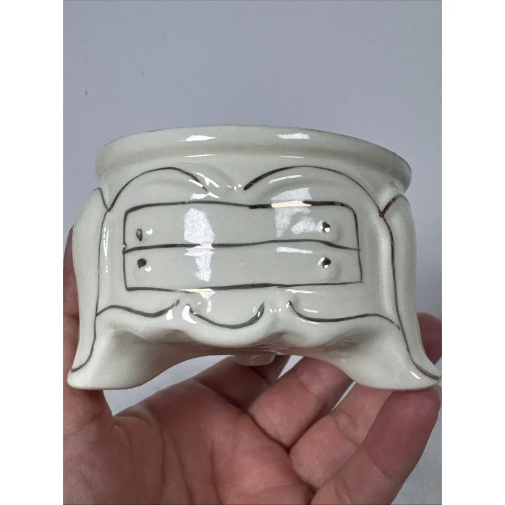 Vintage Porcelain Vanity Trinket Box with Mirror